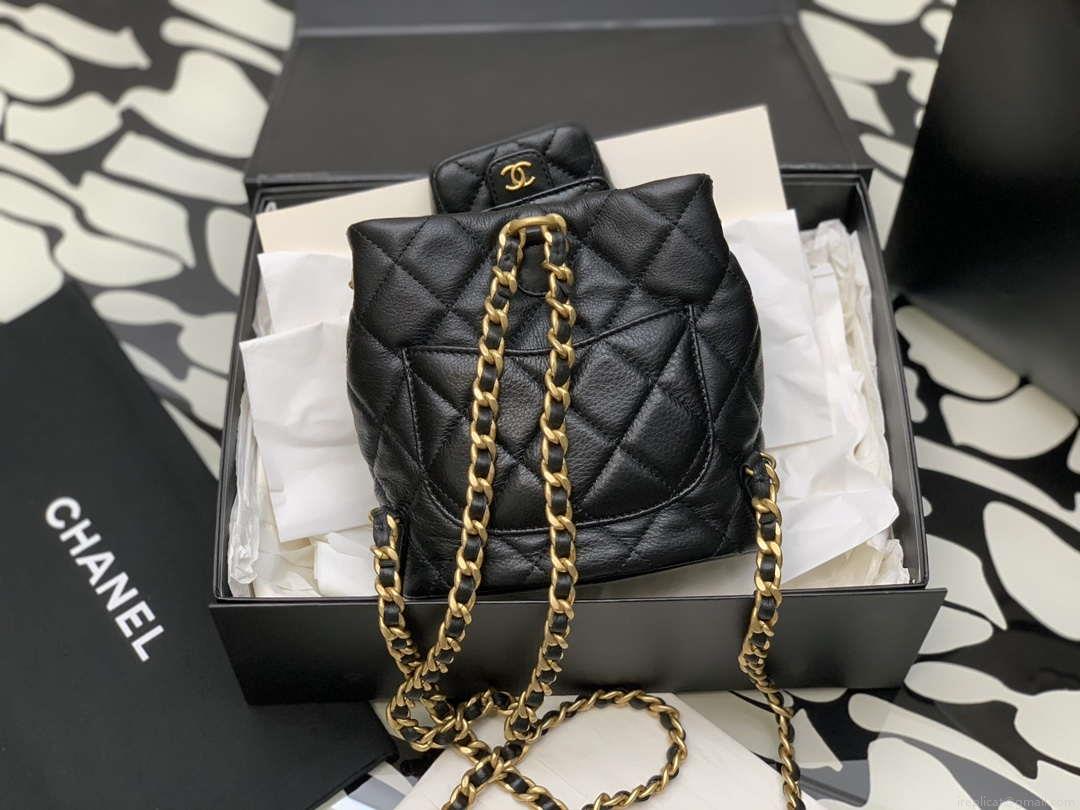 Chanel AS3947 Small Backpack Lambski & Gold-Tone Metal Black