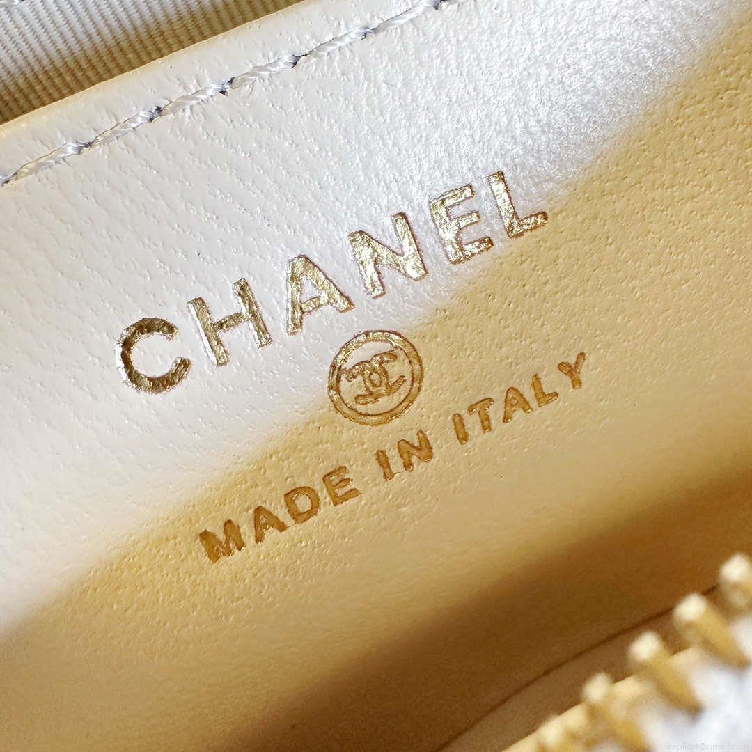 Chanel AP3647 23K Small Hobo Bag Lambskin Gold Metal White