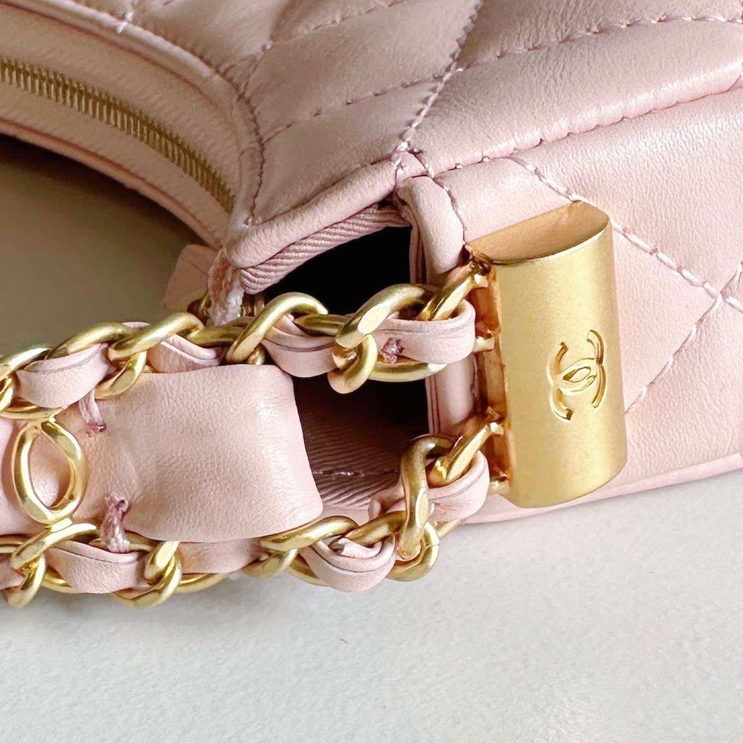 Chanel AP3647 23K Small Hobo Bag Lambskin Gold Metal Pink