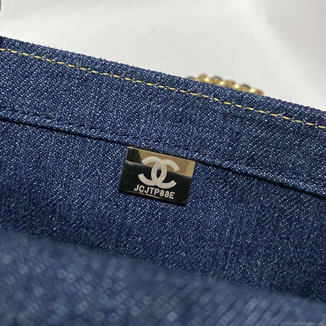 Chanel AS4051 Flap Bag Denim canvas Gold Metal Blue