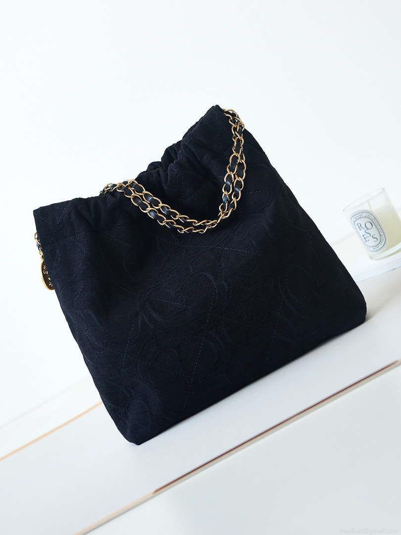 Chanel 22 AS3260 Small Handbag Velvet Black Gold