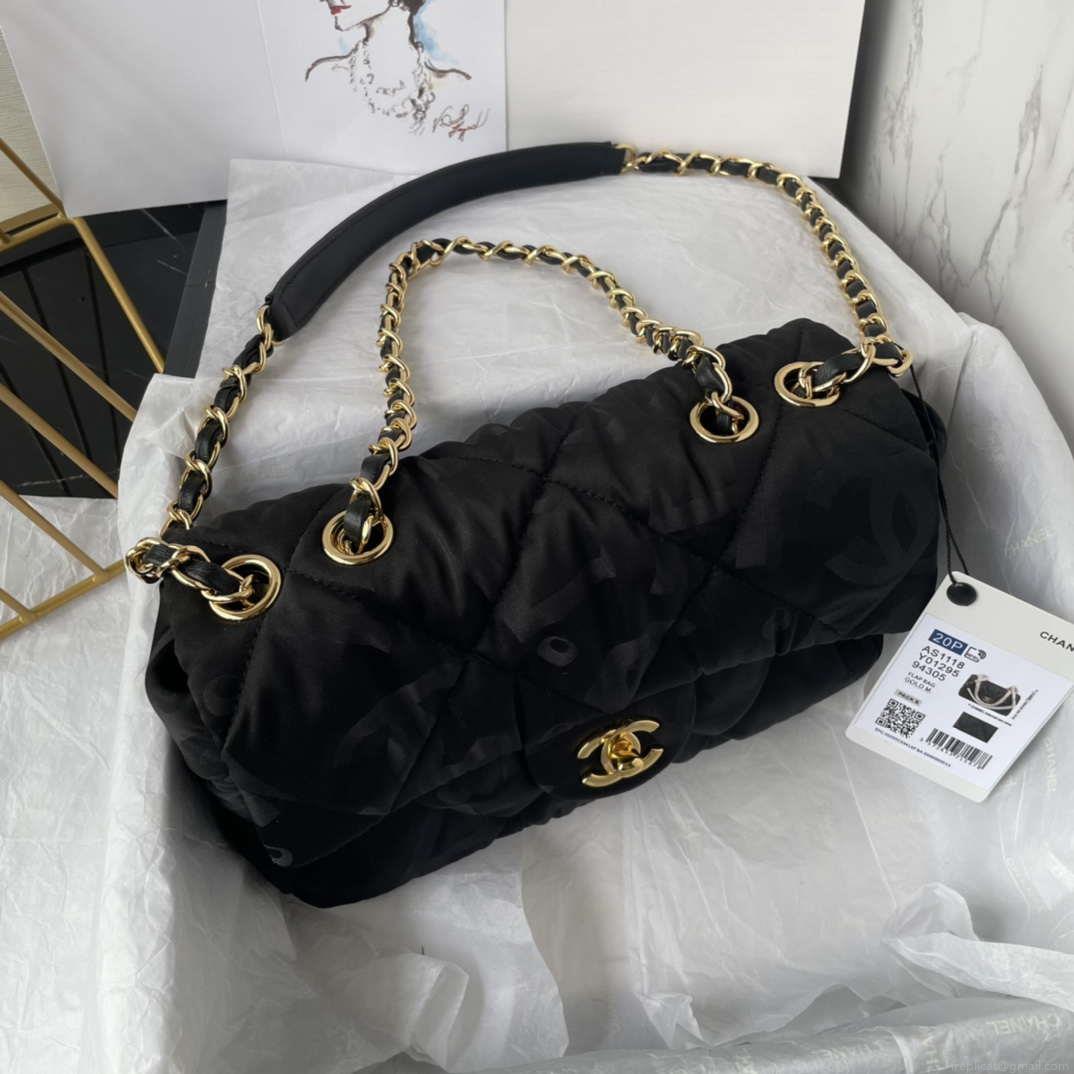 Chanel AS1118 Flap bag Satin fabric Black