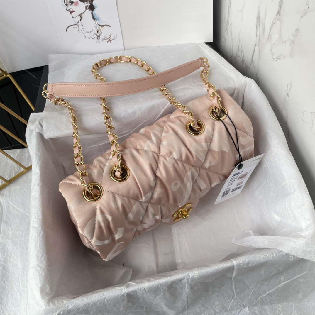 Chanel AS1118 Flap bag Satin fabric Pink