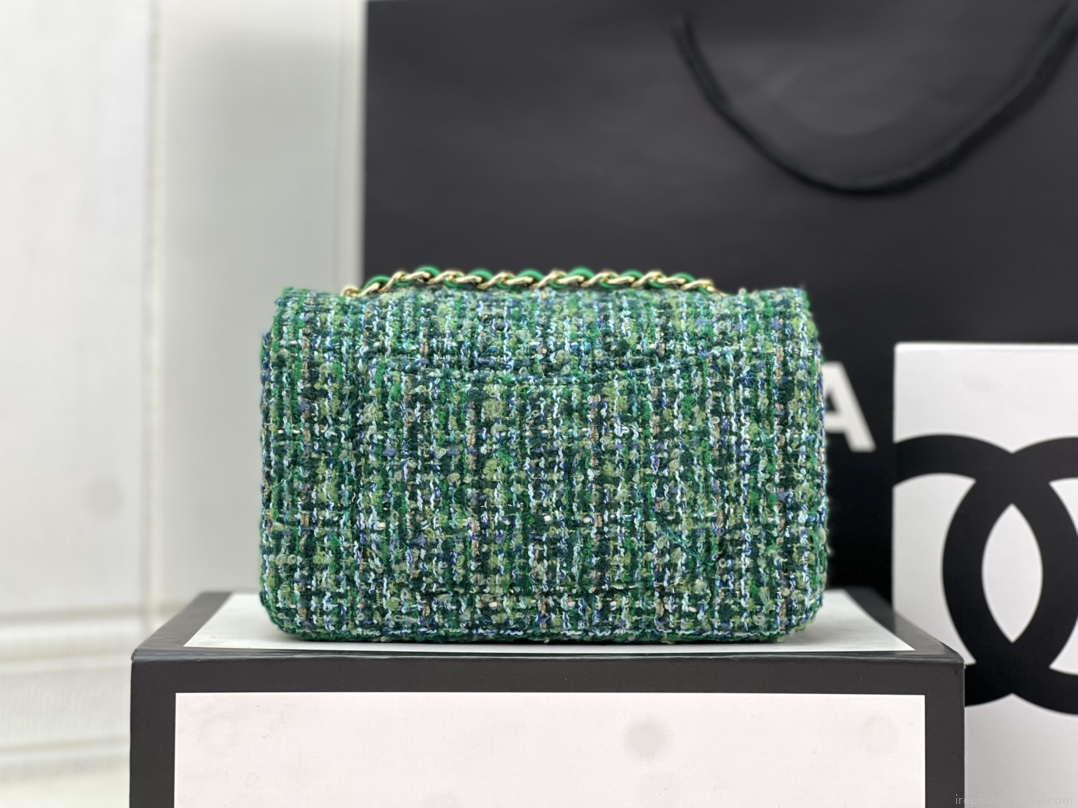 Chanel AS1116 Small Flap bag Woolen A69900 Green