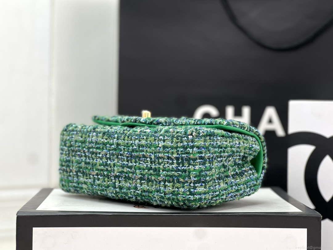 Chanel AS1116 Small Flap bag Woolen A69900 Green