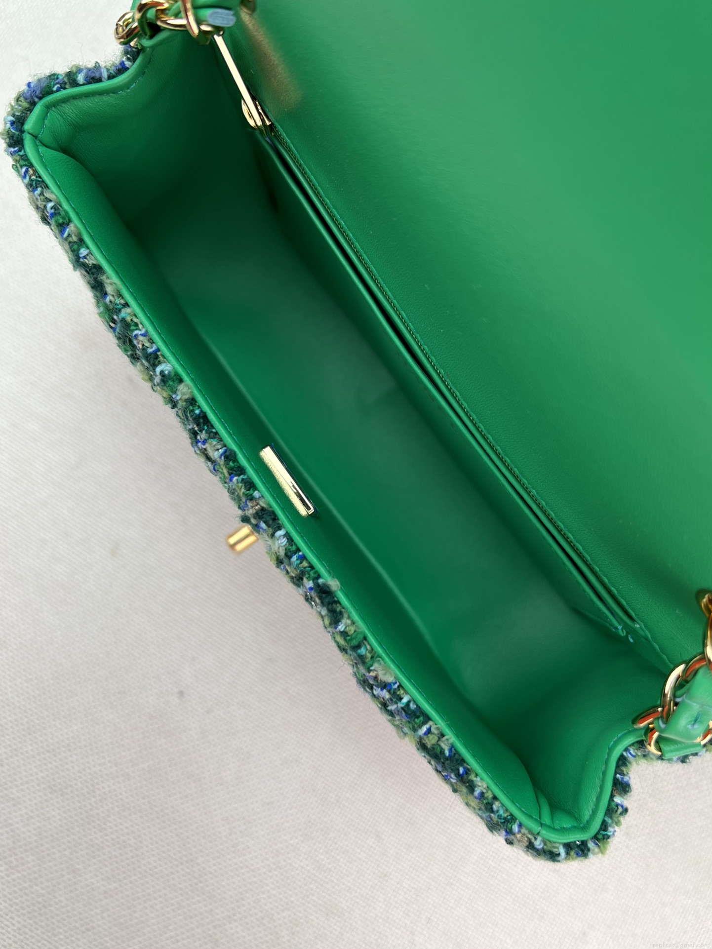 Chanel AS1116 Small Flap bag Woolen A69900 Green