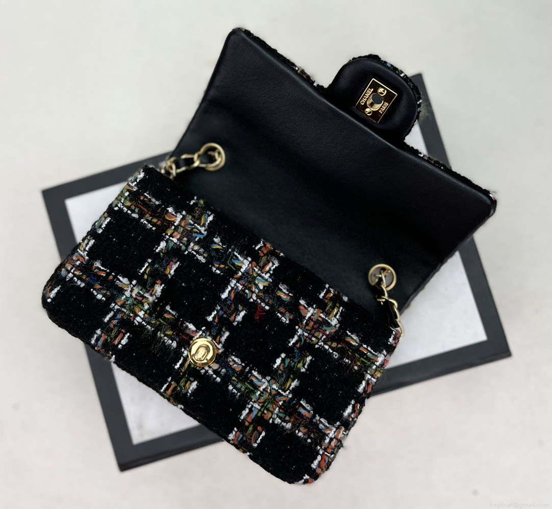 Chanel AS1116 Small Flap bag Woolen A69900 Black