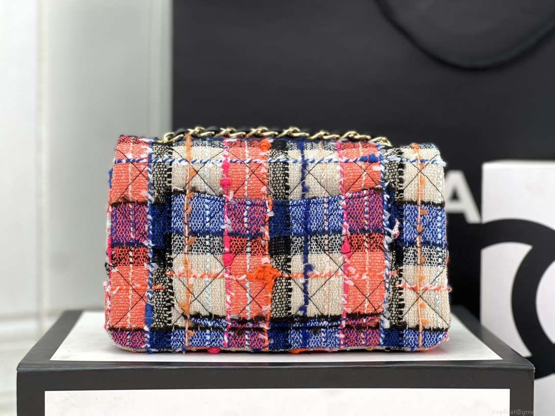 Chanel AS1116 Small Flap bag Woolen A69900 Pink & Blue