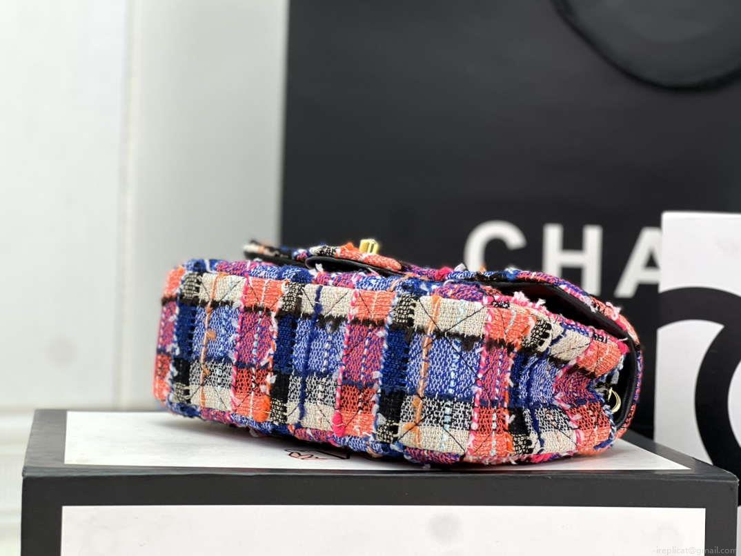 Chanel AS1116 Small Flap bag Woolen A69900 Pink & Blue