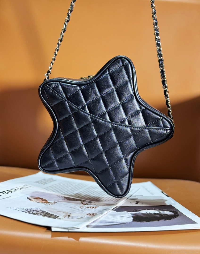 Chanel AS4579 Star Handbag metallic Lambskin gold metal Black