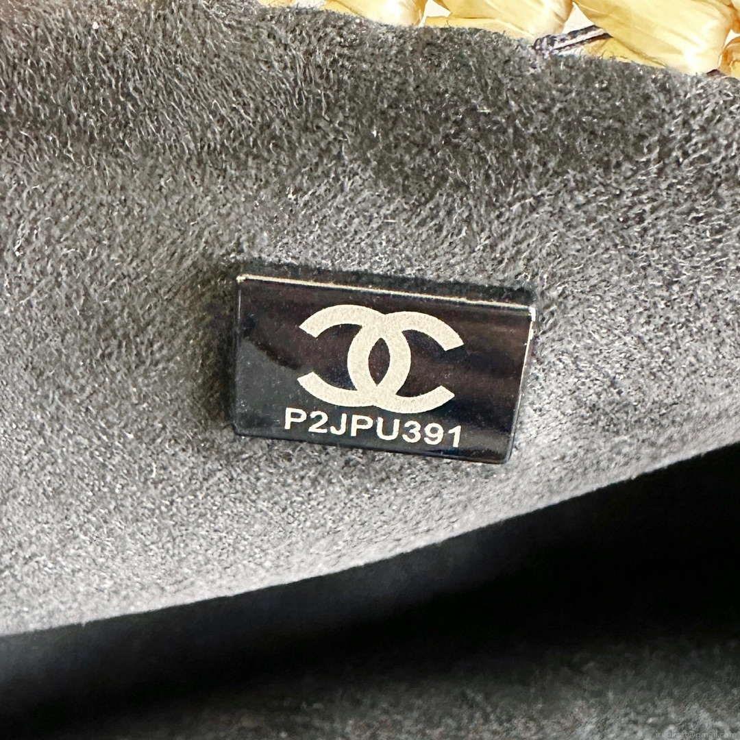 Chanel AS1116 Small Flap bag Raffia A69900 Beige & Black