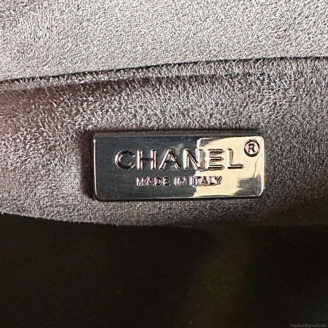 Chanel AS1115 Small Flap bag Raffia 18cm Beige & Black