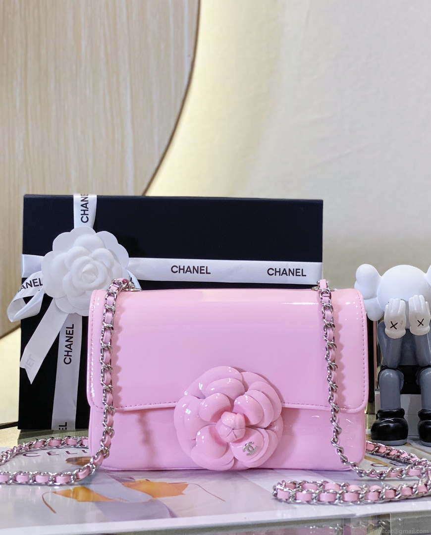 Chanel AS4388 Small Flap Bag Patent Calfskin & Gold Metal Pink