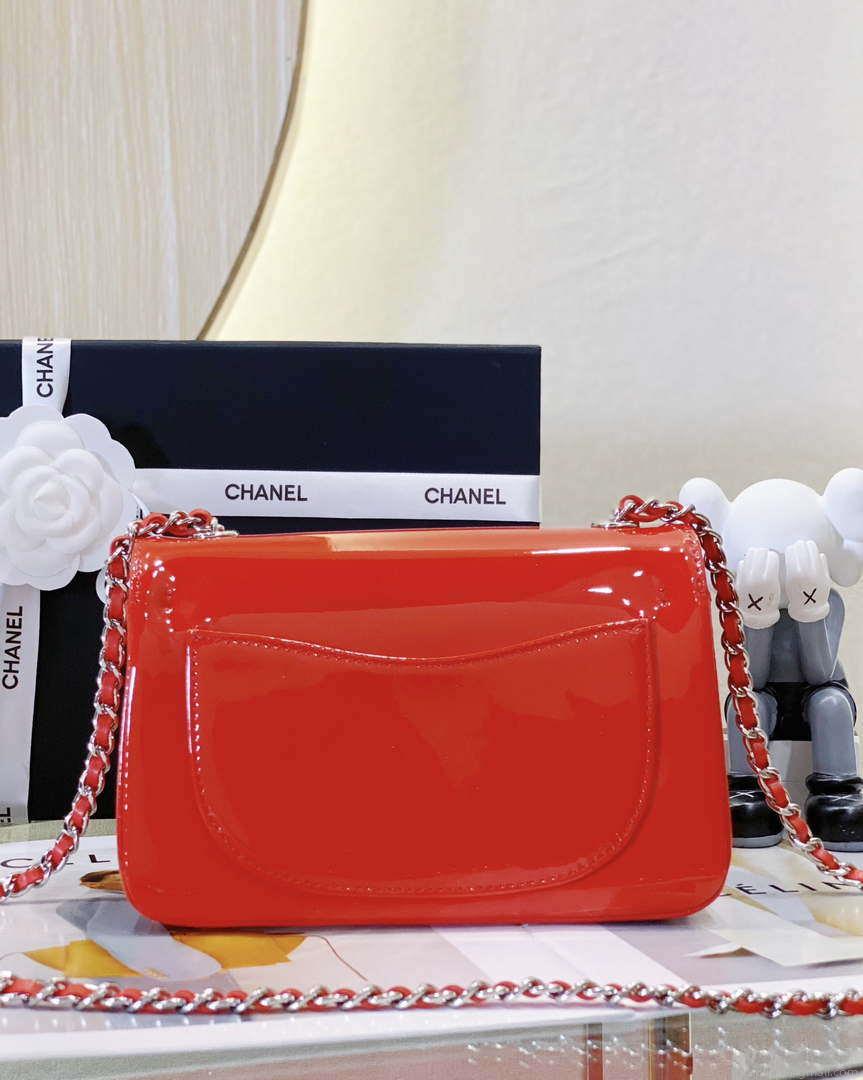 Chanel AS4388 Small Flap Bag Patent Calfskin & Gold Metal Red