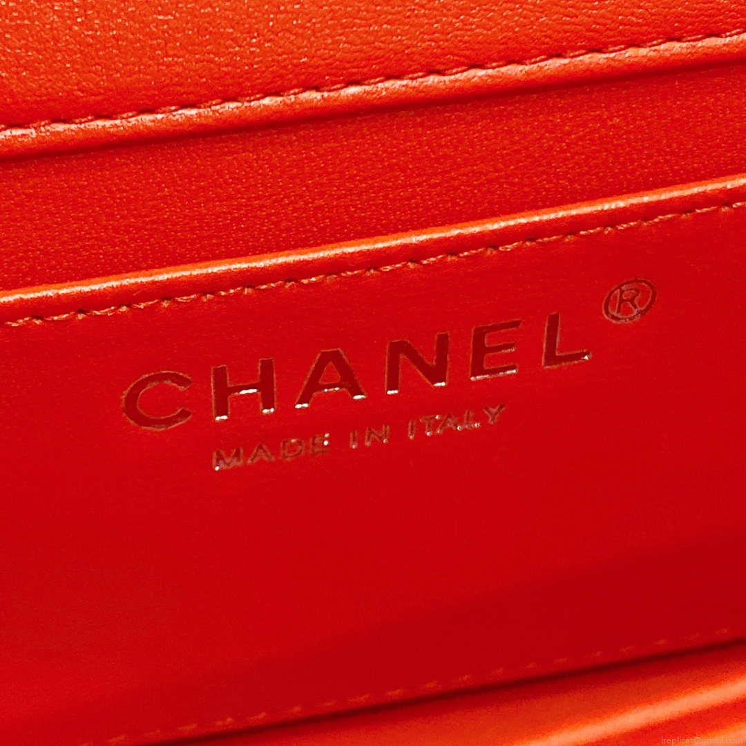 Chanel AS4498 Clutch Flap Bag Patent Calfskin & Gold Metal Red
