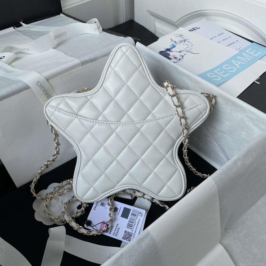 Chanel AS4579 Star Handbag metallic Lambskin gold metal Whtie