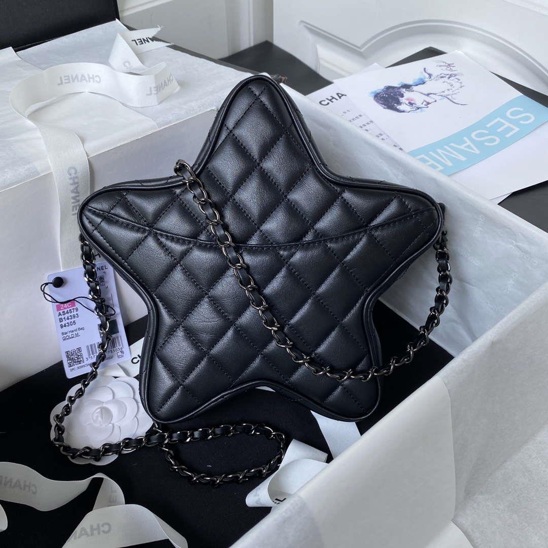 Chanel AS4579 Star Handbag metallic Lambskin Black metal Black