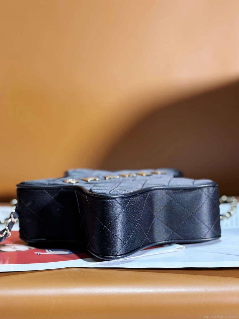 Chanel AS4579 Star Handbag Satin & gold-tone metal Black