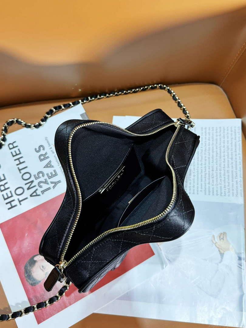 Chanel AS4579 Star Handbag Satin & gold-tone metal Black
