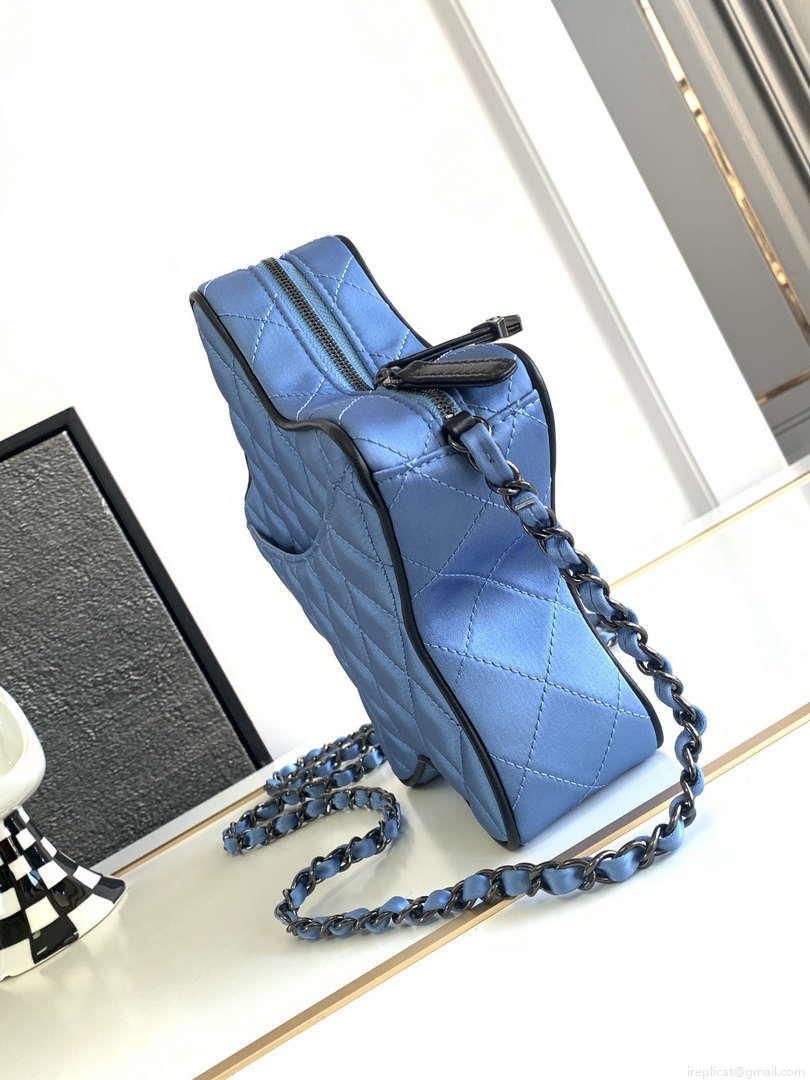 Chanel AS4579 Star Handbag Satin & Black-tone metal Blue