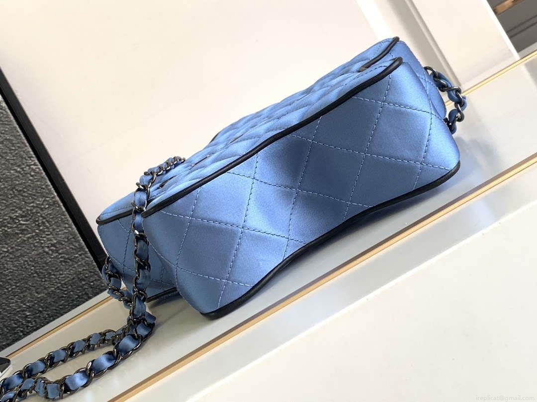 Chanel AS4579 Star Handbag Satin & Black-tone metal Blue
