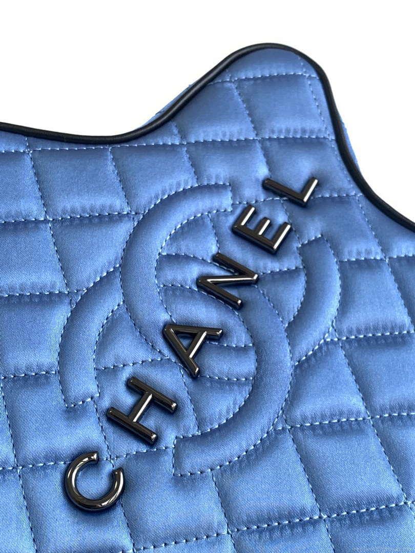 Chanel AS4579 Star Handbag Satin & Black-tone metal Blue