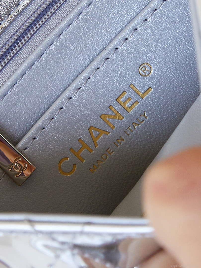 Chanel AS4646 MINI FLAP BAG & STAR COIN PURSE Mirror Calfskin Metallic Calfskin & Gold-Tone Metal Silver