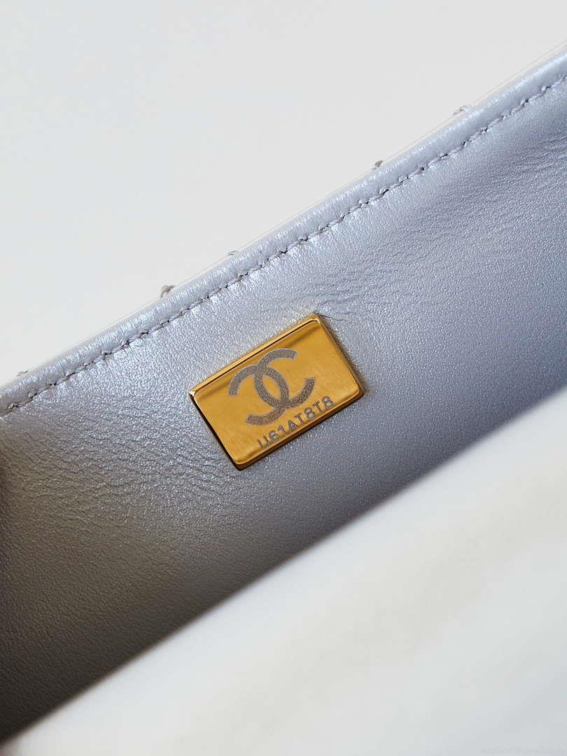 Chanel AS4646 MINI FLAP BAG & STAR COIN PURSE Mirror Calfskin Metallic Calfskin & Gold-Tone Metal Silver