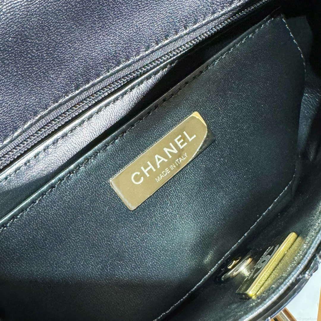 Chanel AS4646 MINI FLAP BAG & STAR COIN PURSE Mirror Calfskin Metallic Calfskin & Gold-Tone Metal Black