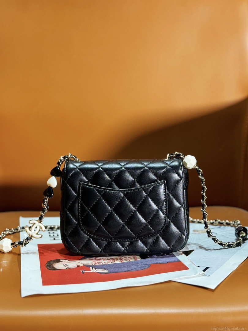 Chanel AS3782 MINI Flap Bag 23P Enamel Gold-Tone Metal Black 16cm