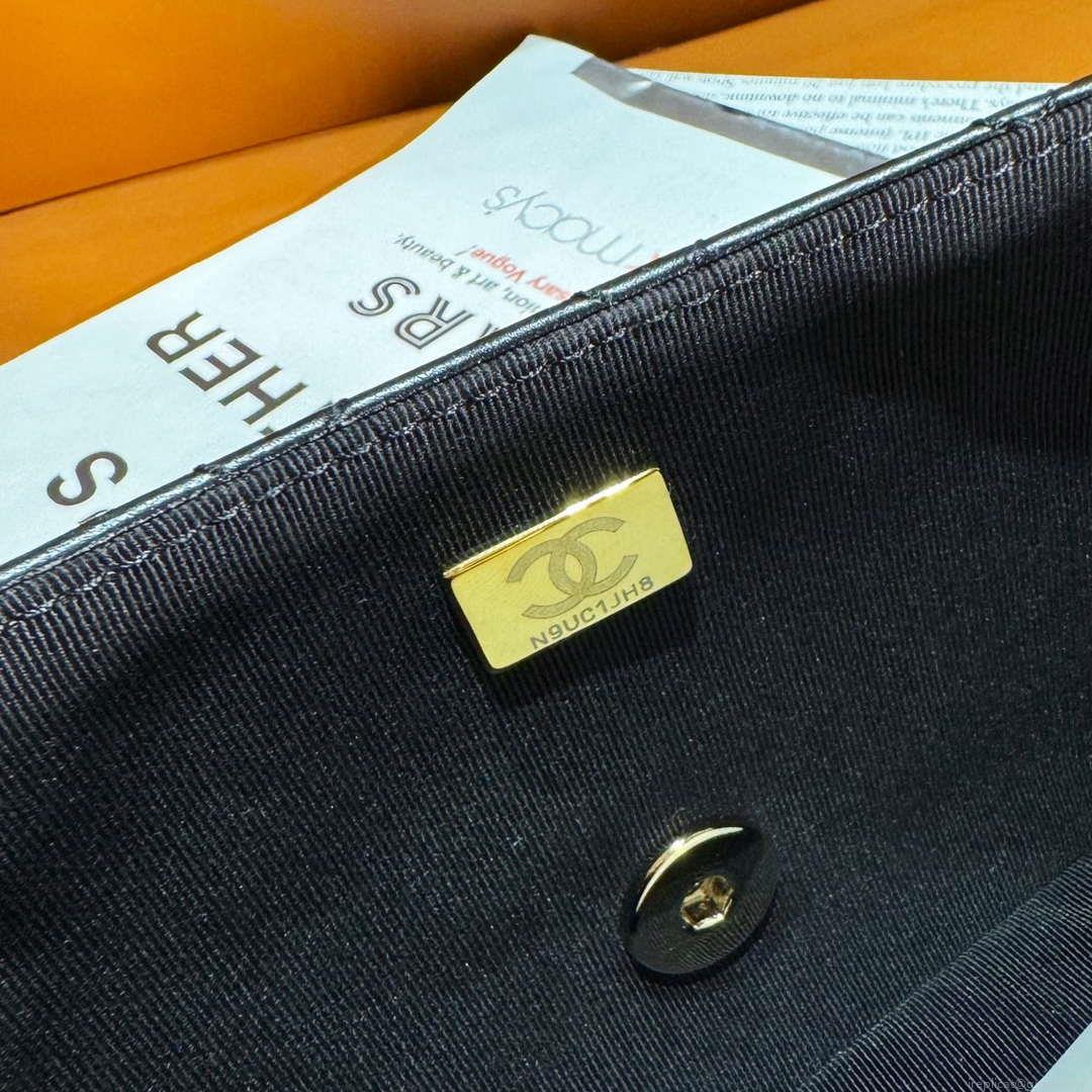 Chanel AS3782 MINI Flap Bag 23P Enamel Gold-Tone Metal Black 16cm