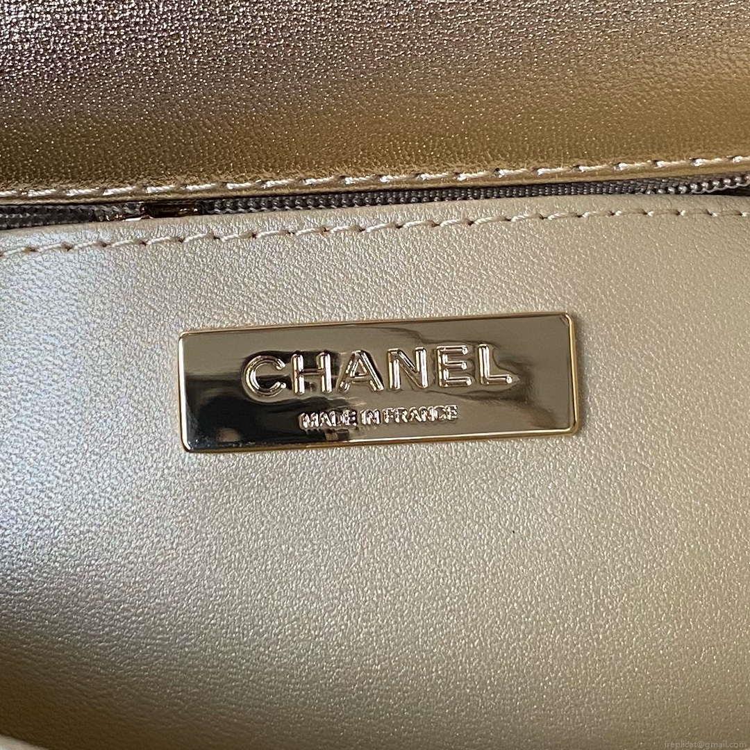 Chanel AS4647 Mini Flap Bag & STAR COIN PURSE Metallic Calfskin & Gold-Tone Metal Gold