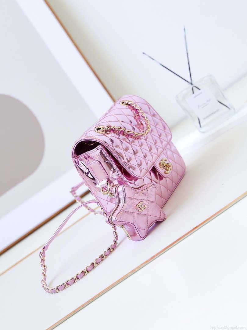 Chanel AS4649 BACKPACK & Star Coin Purse Metallic Calfskin & Gold-Tone Metal Purple