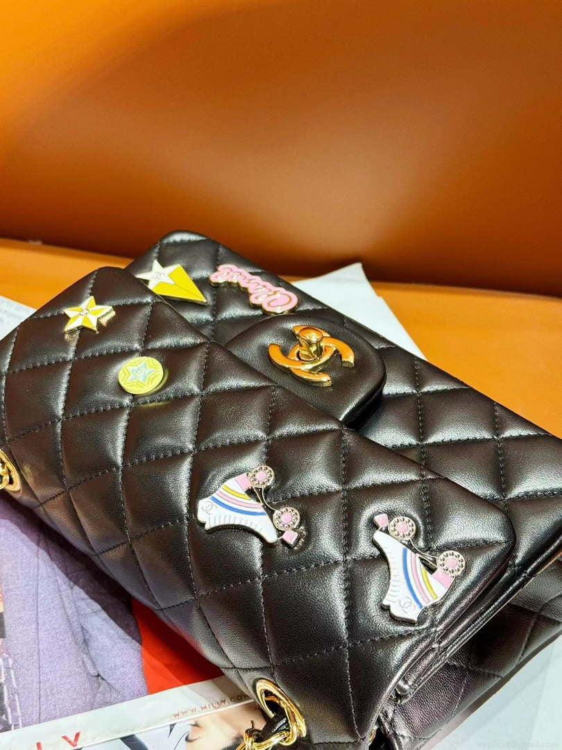 Chanel 24C AS1116 Small Flap bag Lambskin A69900 Black