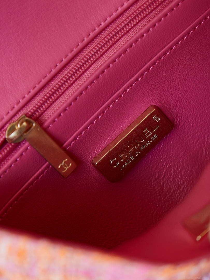 Chanel 24C AS1116 Small Flap bag Woolen A69900 Orange & Pink