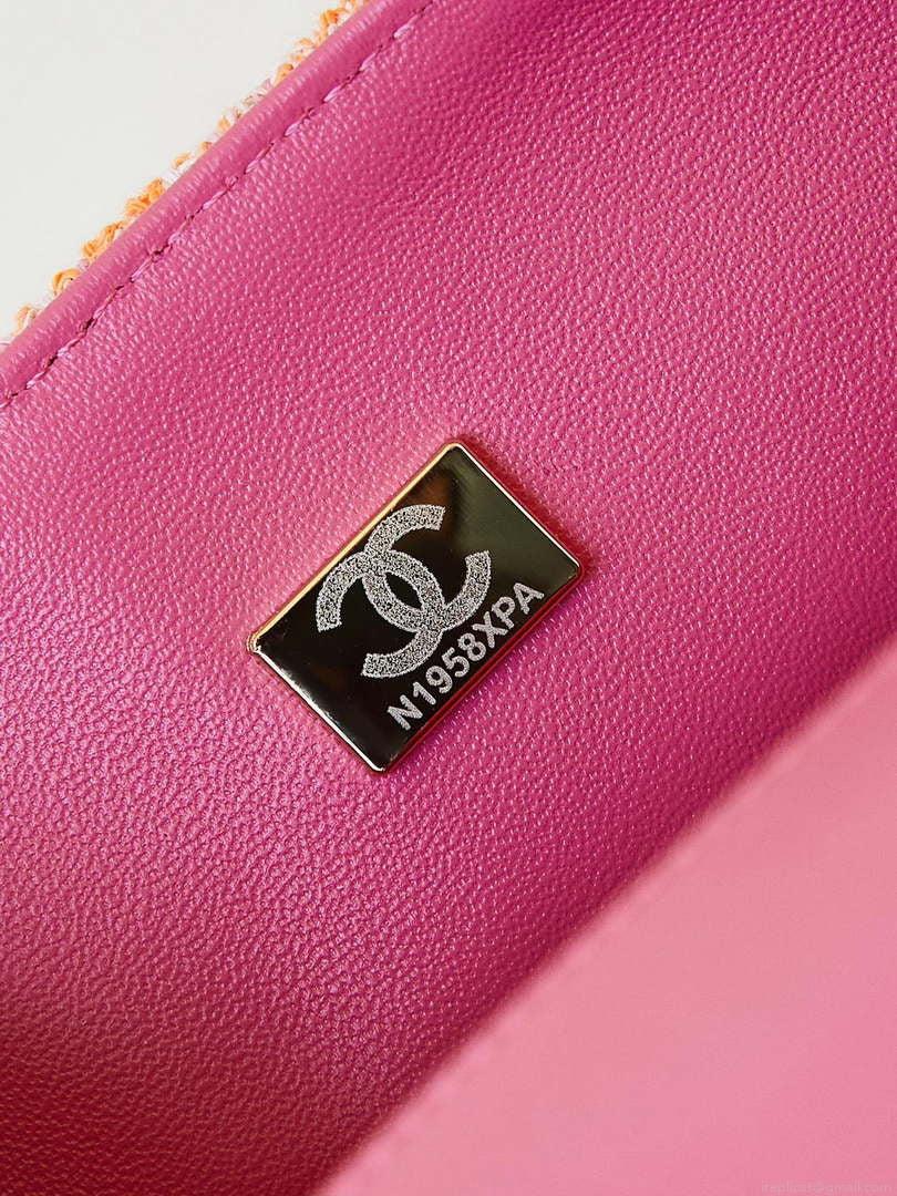 Chanel 24C AS1116 Small Flap bag Woolen A69900 Orange & Pink