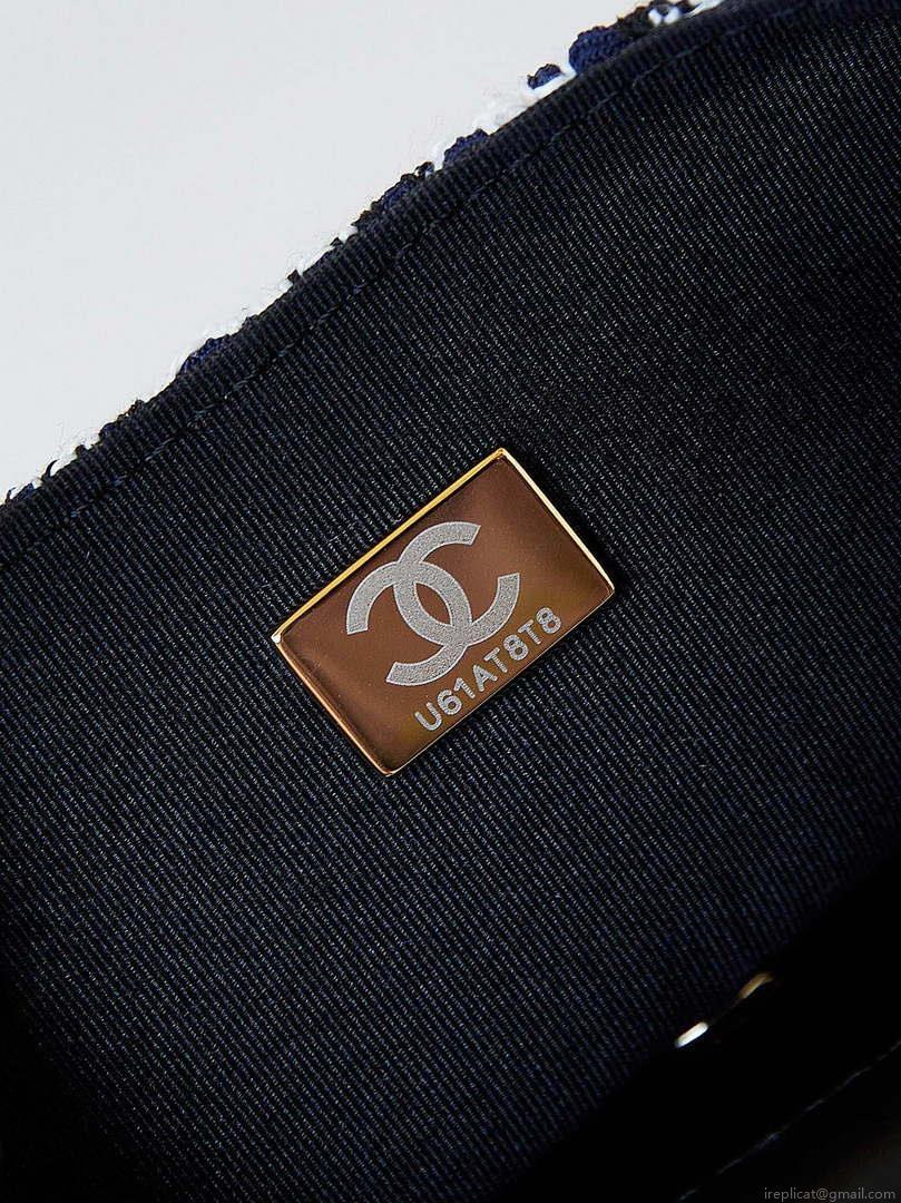 Chanel AS3782 MINI Flap Bag 23P Tweed Gold-Tone Metal 16cm Black & White