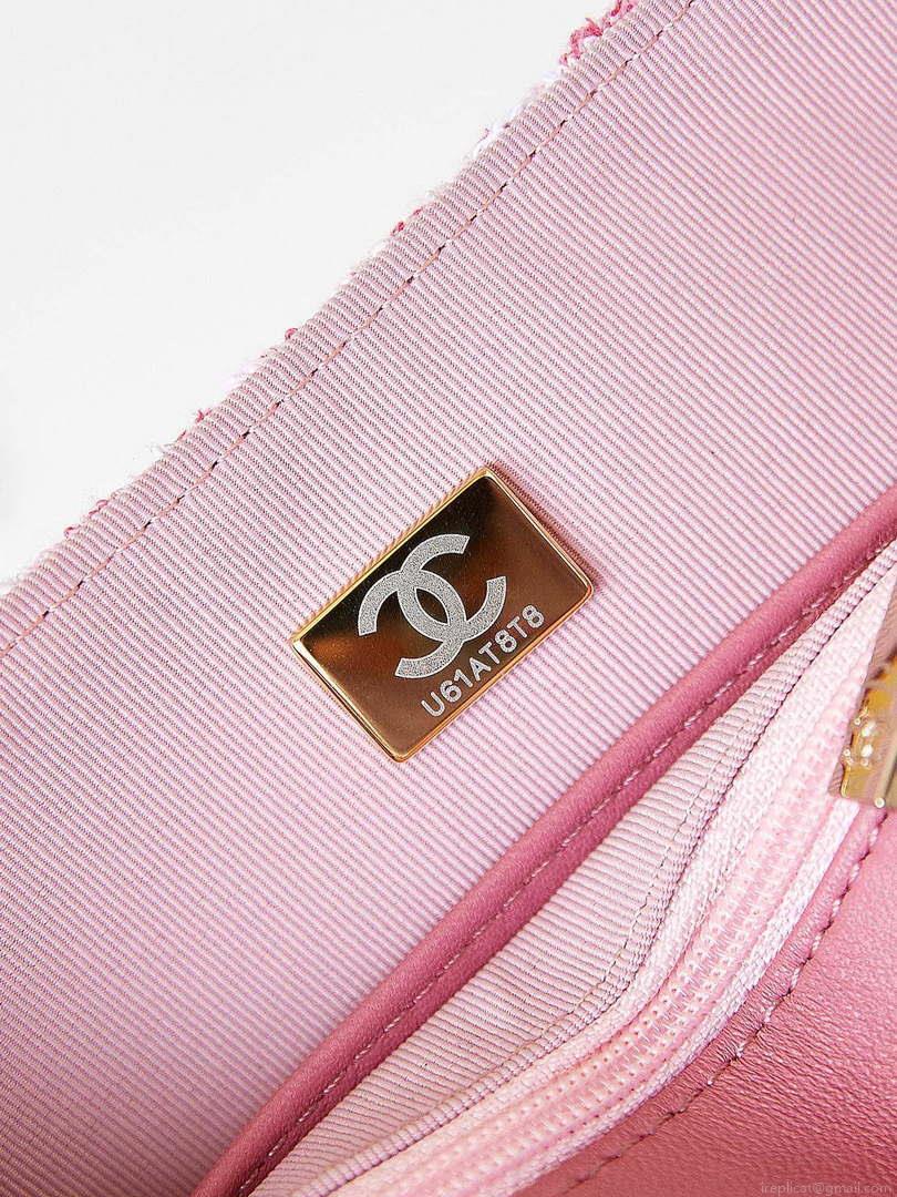Chanel AS3782 MINI Flap Bag 23P Tweed Gold-Tone Metal 16cm Pink