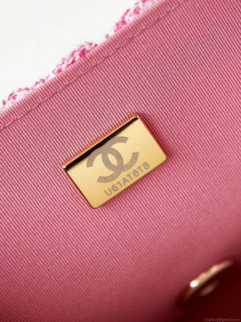 Chanel AS3783 Small Flap Bag 23P Tweed Gold-Tone Metal 18.5 cm Pink