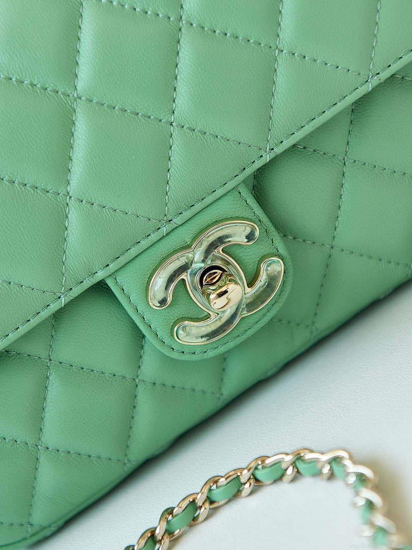Chanel AS3783 Small Flap Bag 23P Lambskin Gold-Tone Metal 18.5 cm Green
