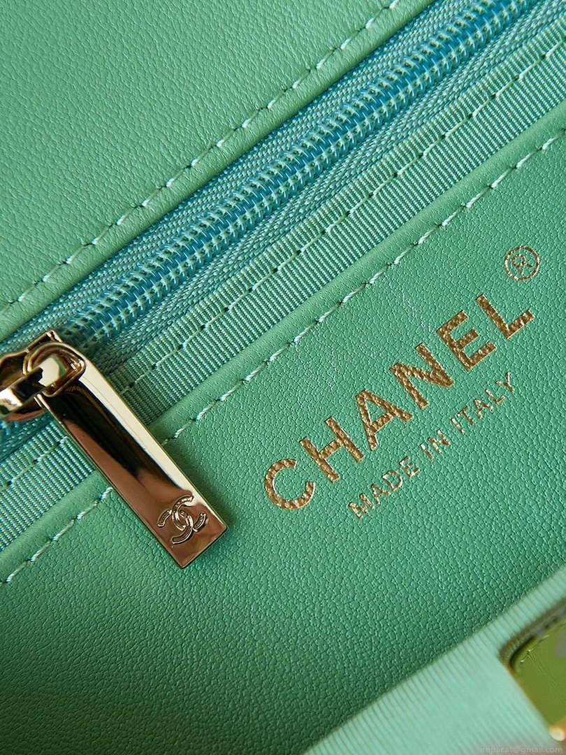 Chanel AS3783 Small Flap Bag 23P Lambskin Gold-Tone Metal 18.5 cm Green