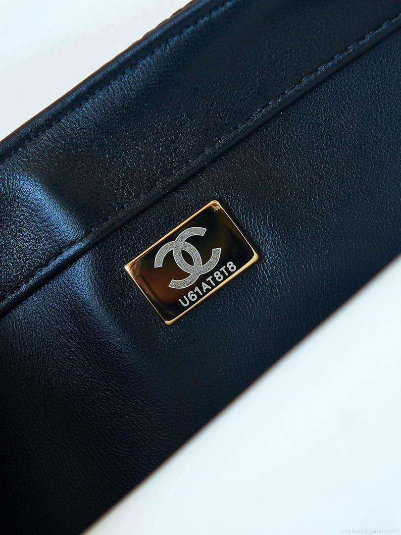 Chanel 24C AS4561 Flap Bag Sequins Gold-Tone Metal Black & Multicolor