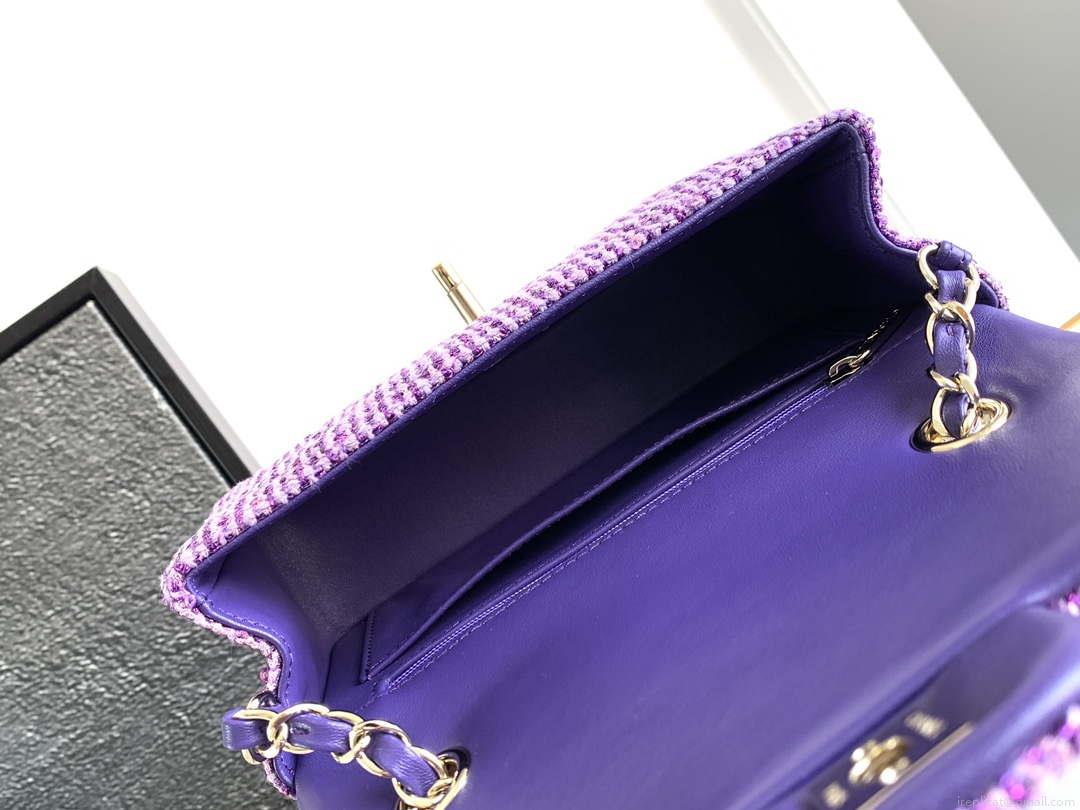 Chanel AS1116 24C Mini Flap Bag 20cm A69900 Tweed Purple