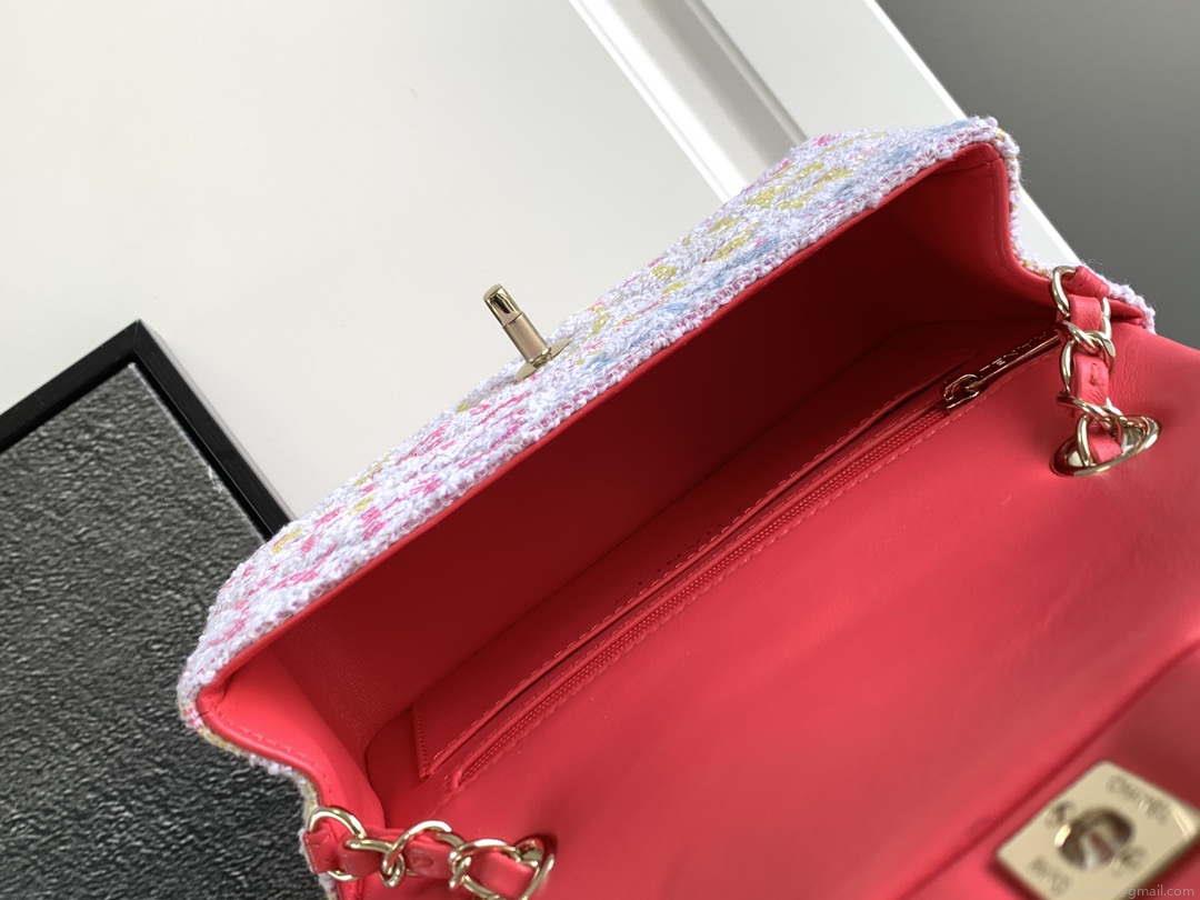 Chanel AS1116 24C Mini Flap Bag 20cm A69900 Tweed White & Red