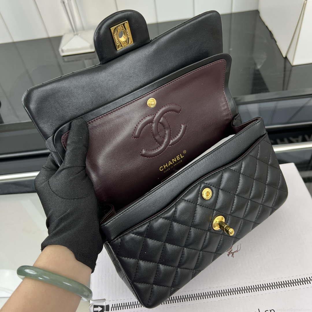 Chanel A01117 Flap Handbag Classic Bag Black Lambskin