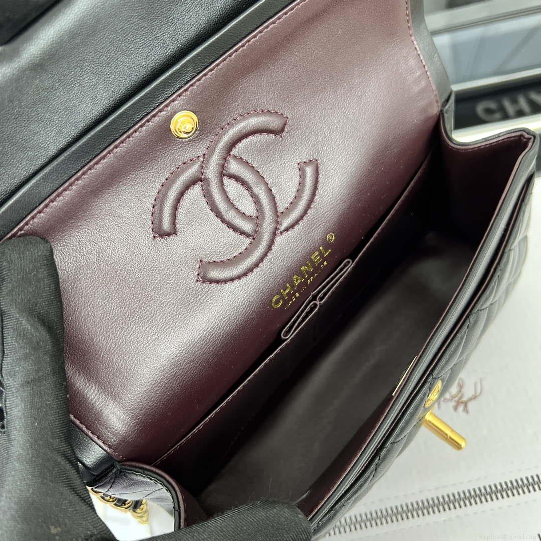 Chanel A01117 Flap Handbag Classic Bag Black Lambskin