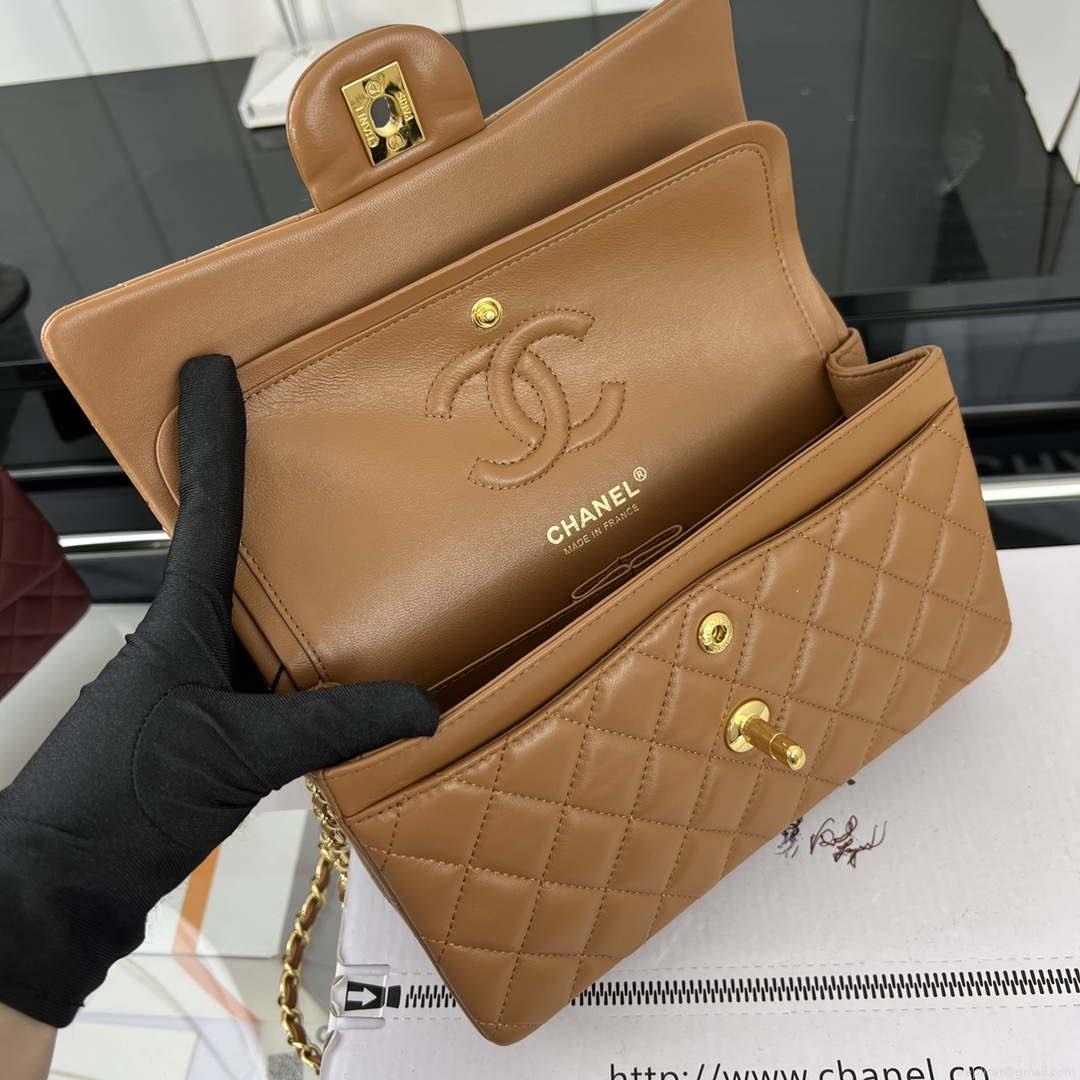 Chanel A01117 Flap Handbag Classic Bag Brown Lambskin
