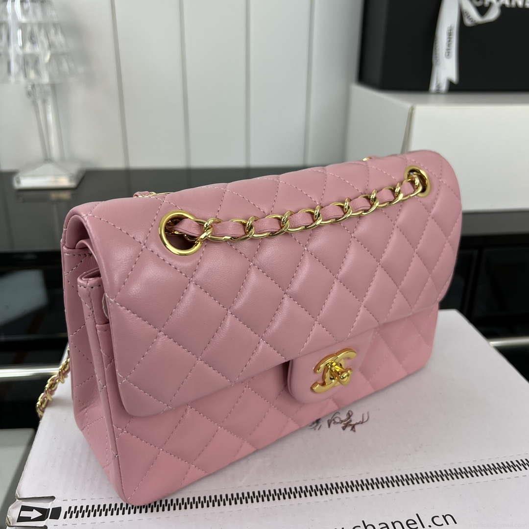Chanel A01117 Flap Handbag Classic Bag Pink Lambskin