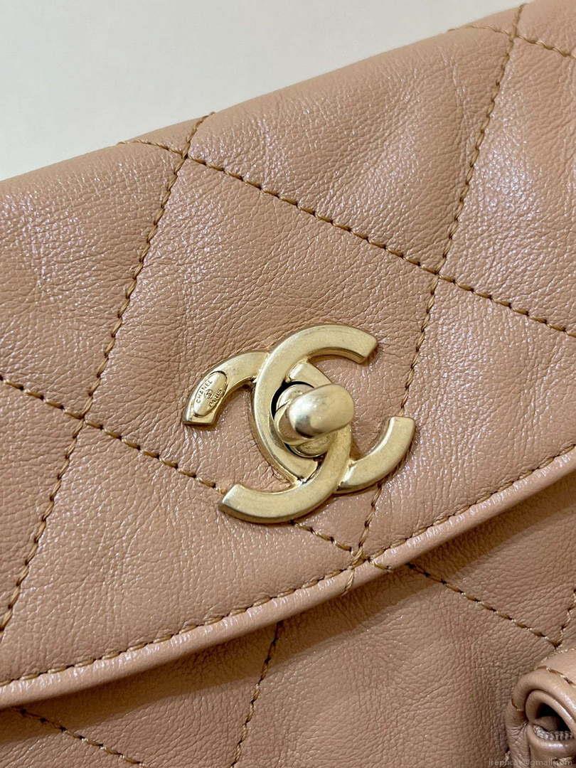 Chanel A99335 Hobo Bag Lambskin & Gold-Tone Metal Brown