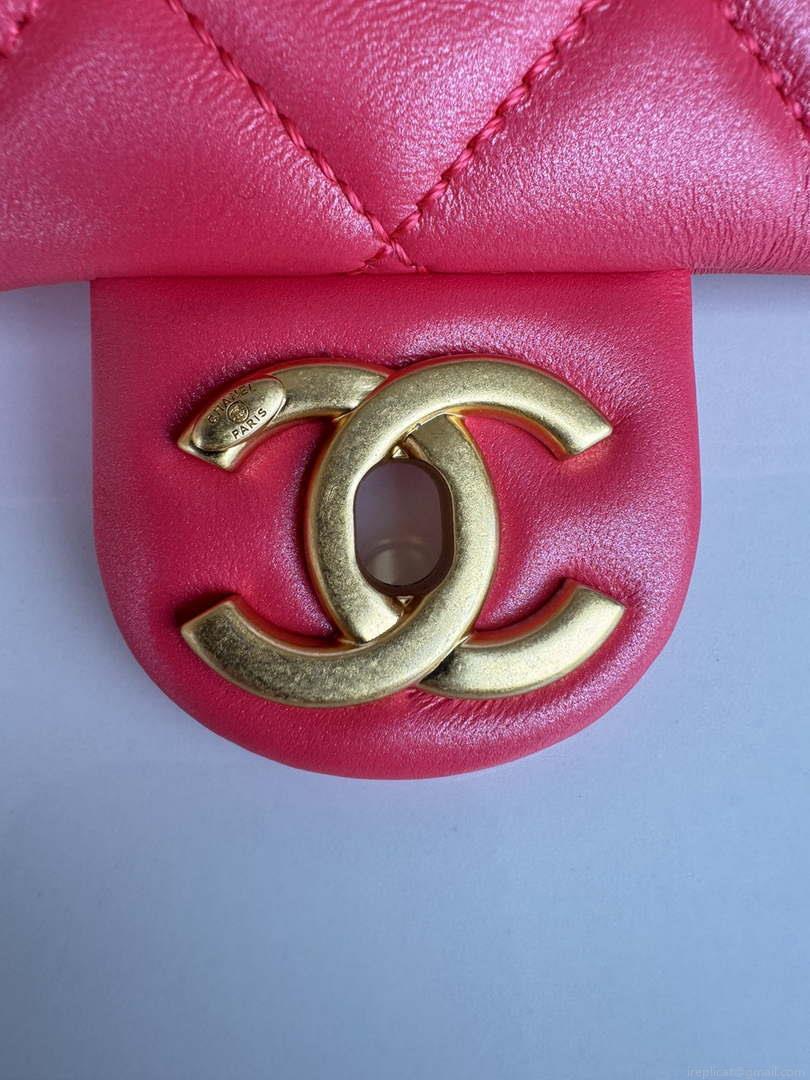 Chanel AS4385 Mini Flap Bag Pearly Lambskin Imitation Pearls & Gold-Tone Metal Red